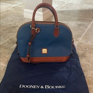 Dooney & Bourke Blue and Brown Leather Handbag